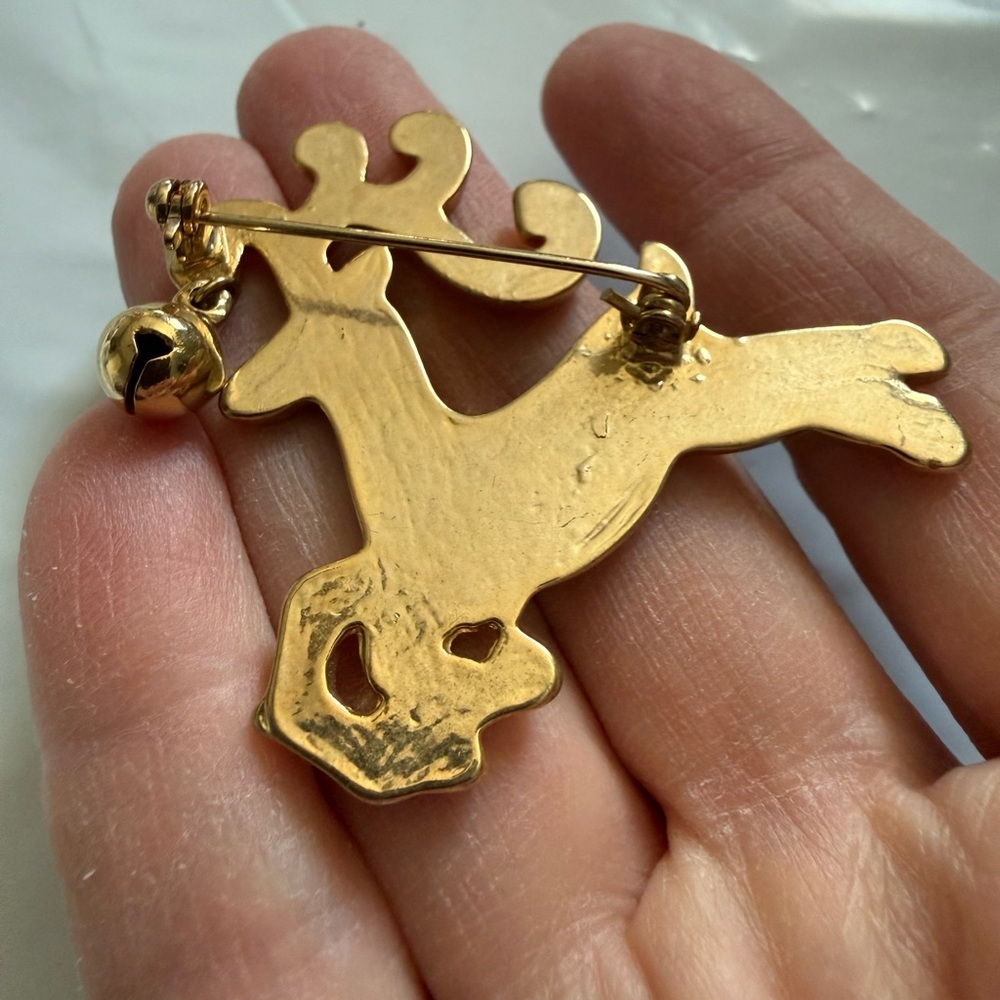 Festive Green and Red Reindeer Brooch - Picture 3 of 5